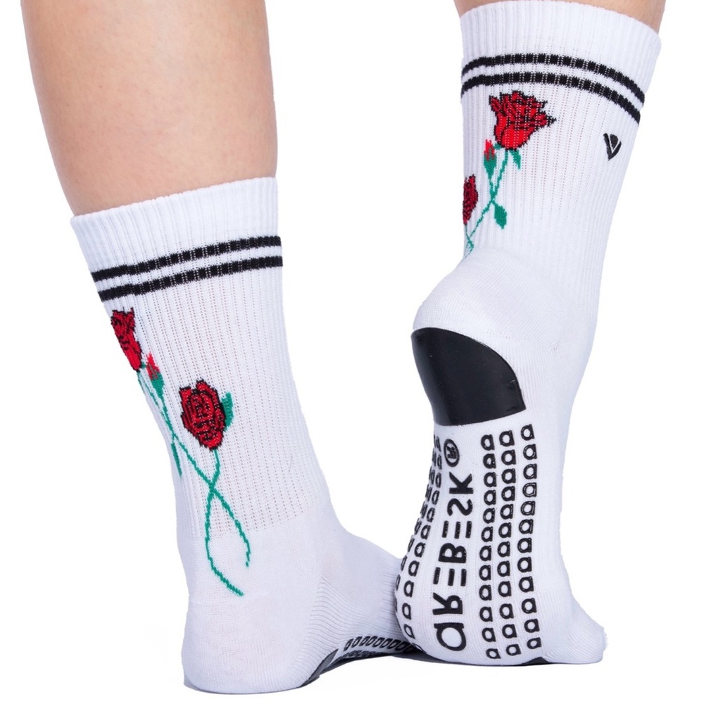 Arebesk rose crew grip socks
